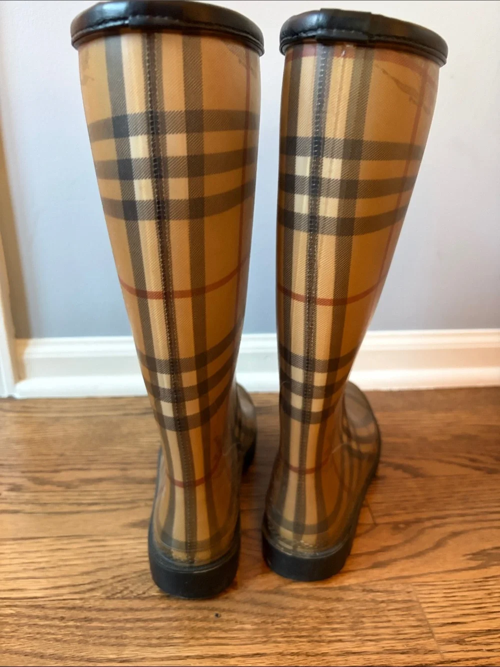 Burberry Beige and Black Nova Check Rain Boots